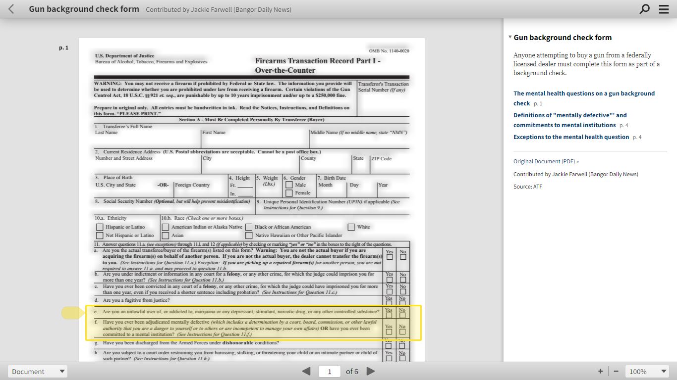 Gun background check form - DocumentCloud